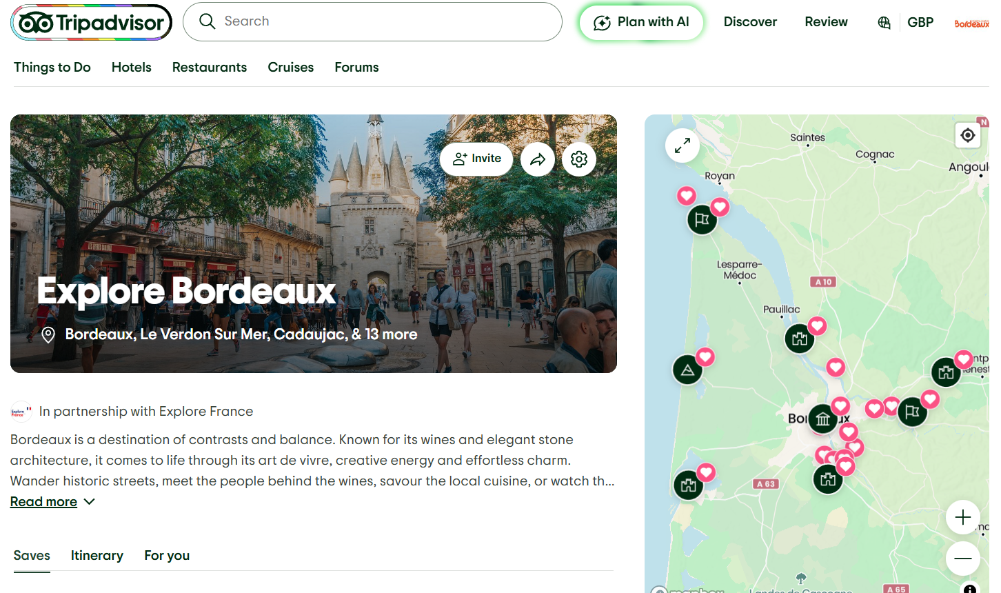L'itinéraire mis en place dans le cadre de la campagne TripAdvisor